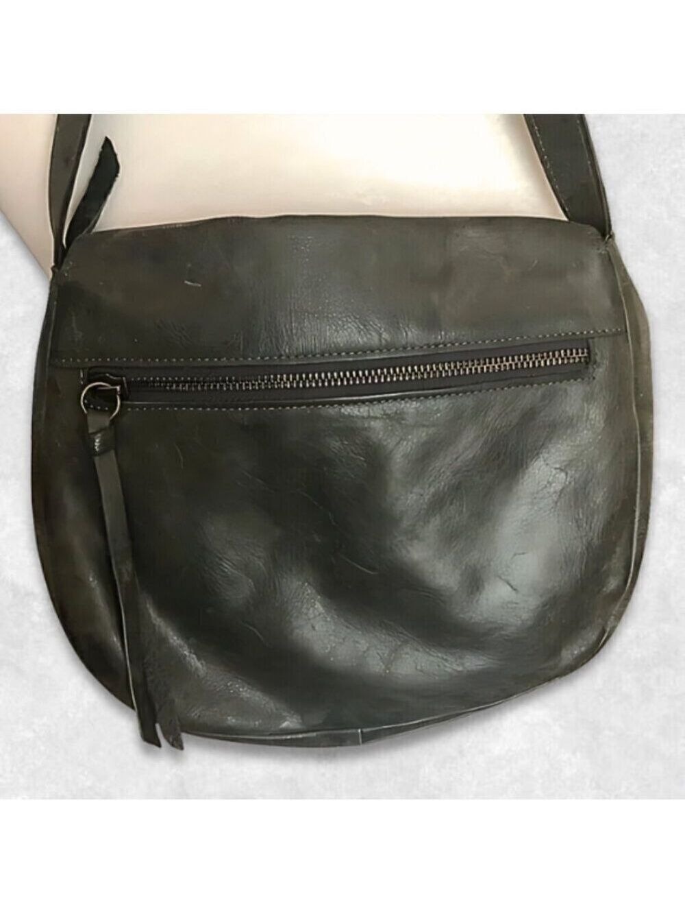 Chen & Derington Crossbody/Shoulder Leather Bag Fold-Over Snap Closure Gray OS - Picture 3 of 15